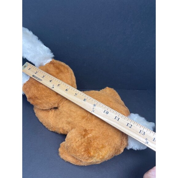 Vintage 1960s/70s Brown Rabbit Plush Toy With Long Ears & Pink Floral Eyes - Picture 7 of 7